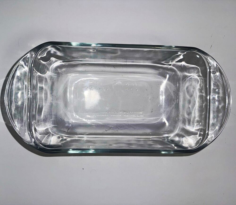Vintage Anchor Hocking 1.5 Quart Clear Glass Loaf Pan, Made in USA